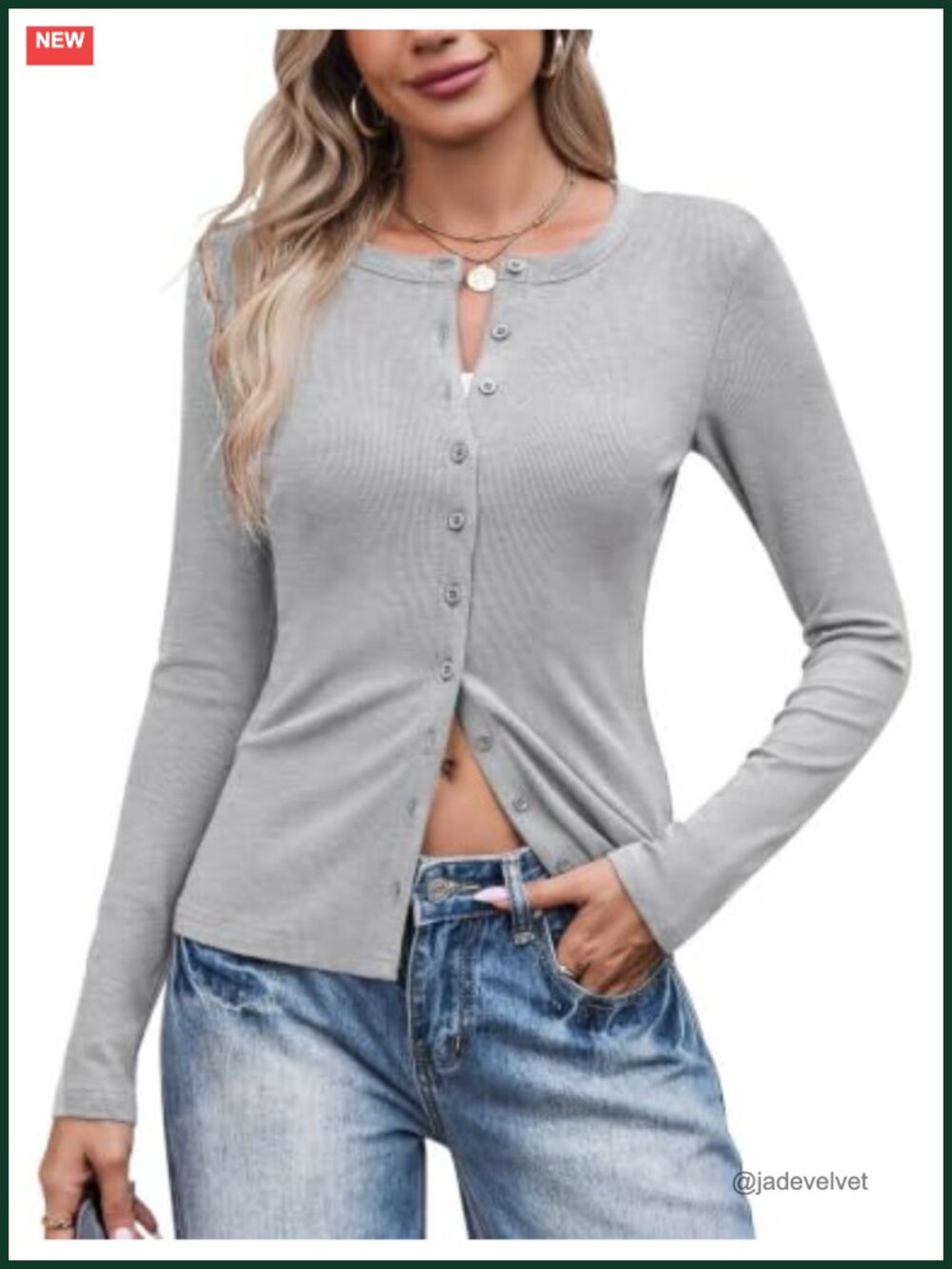 Women's Ribbed Knit Button Up Cardigan Long Sleeve Lightweight Sweater